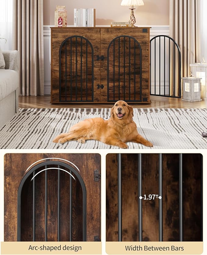 Hzuaneri 44.1" Wooden Dog Crate Furniture, Indoor Dog Kennel Dogs Cage