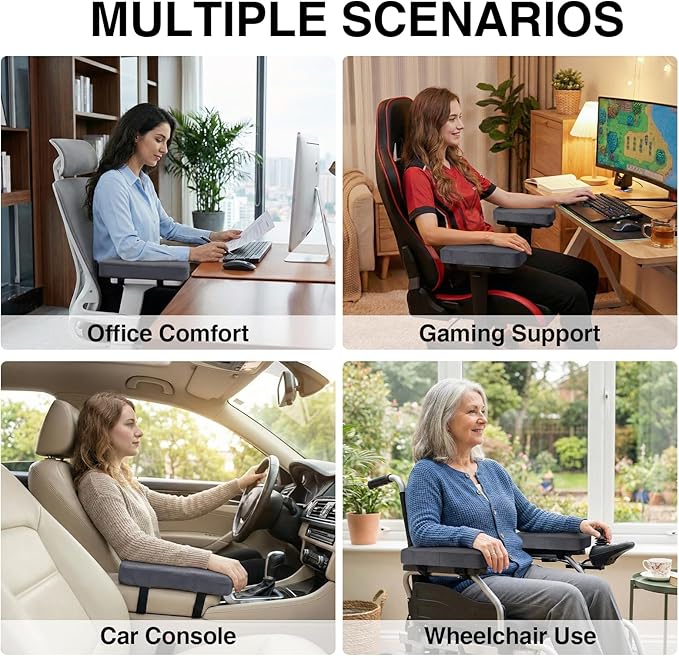 Smiry Ergonomic Office Chair Armrest Pads, Memory Foam Arm Rest Covers