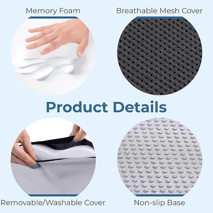 5 STARS UNITED Seat Cushion for Tailbone Pain Relief – Memory Foam Cushion for Coccyx, Hip, Sciatica & Post-Surgery Recovery – Wheelchair, Car, Desk, Gaming & Office Chairs, Dark Gray, X-Large