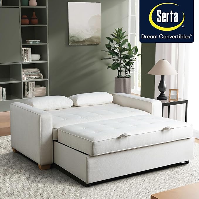 Serta Ainsley 66.5" Convertible Sleeper Loveseat, Full Size, Dreamcoil Comfort