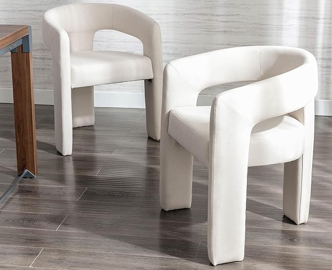 VESCASA Linen Barrel Dining Chair