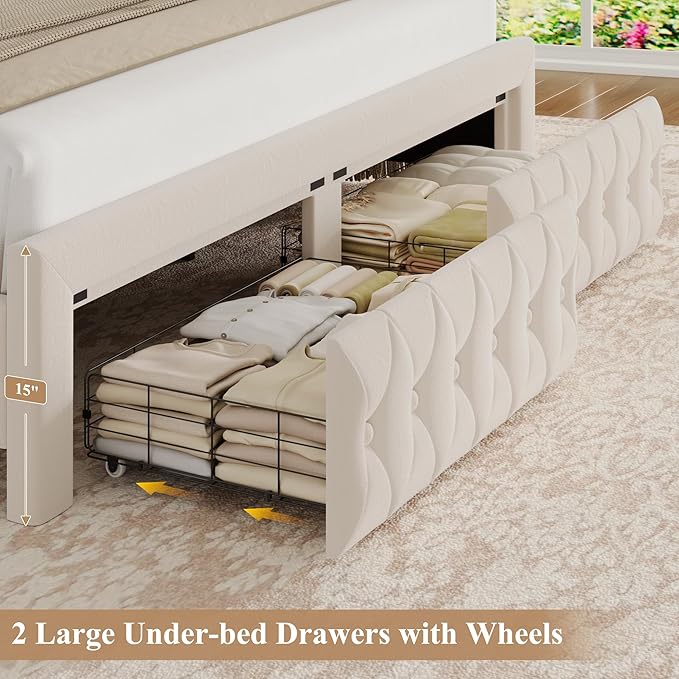 Queen Bed Frame 55" Tall Headboard