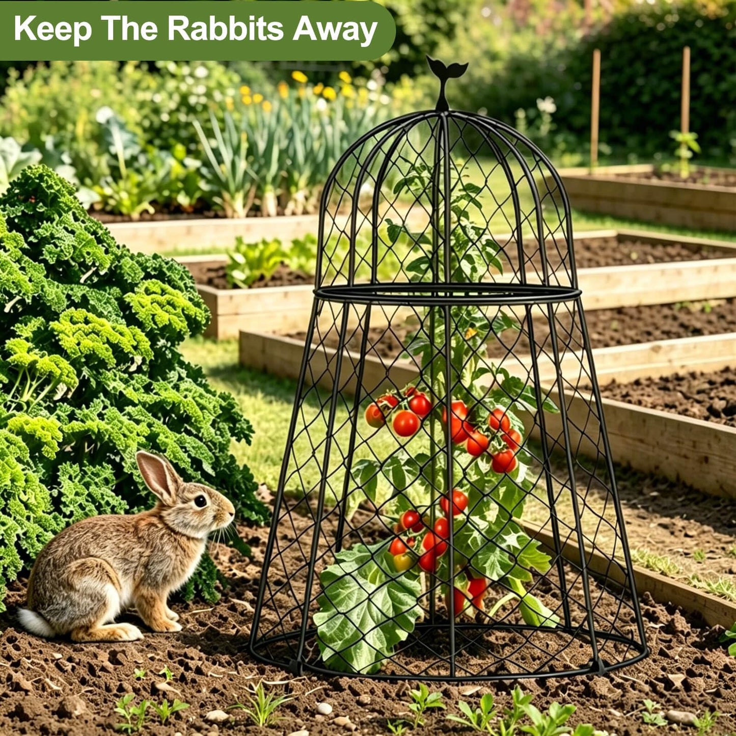 TAOMENNI 6 Packs Garden Cloches for Plants, Plant Protectors from Animals, Chicken Wire Cloche, Plant Cloche and Cage, Protection for Your Plants and Seedlings, 13" D x 20" H - Black