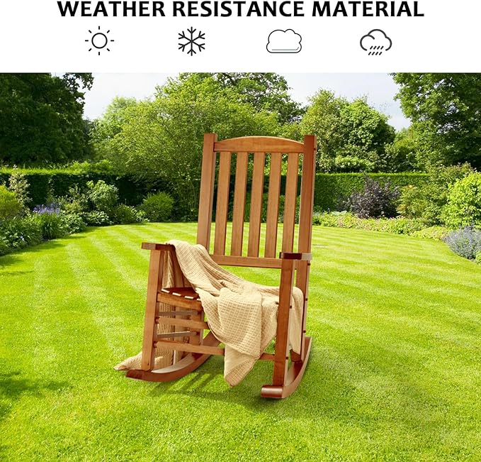 Hupmad Wooden Oversized Porch Rocker Chair