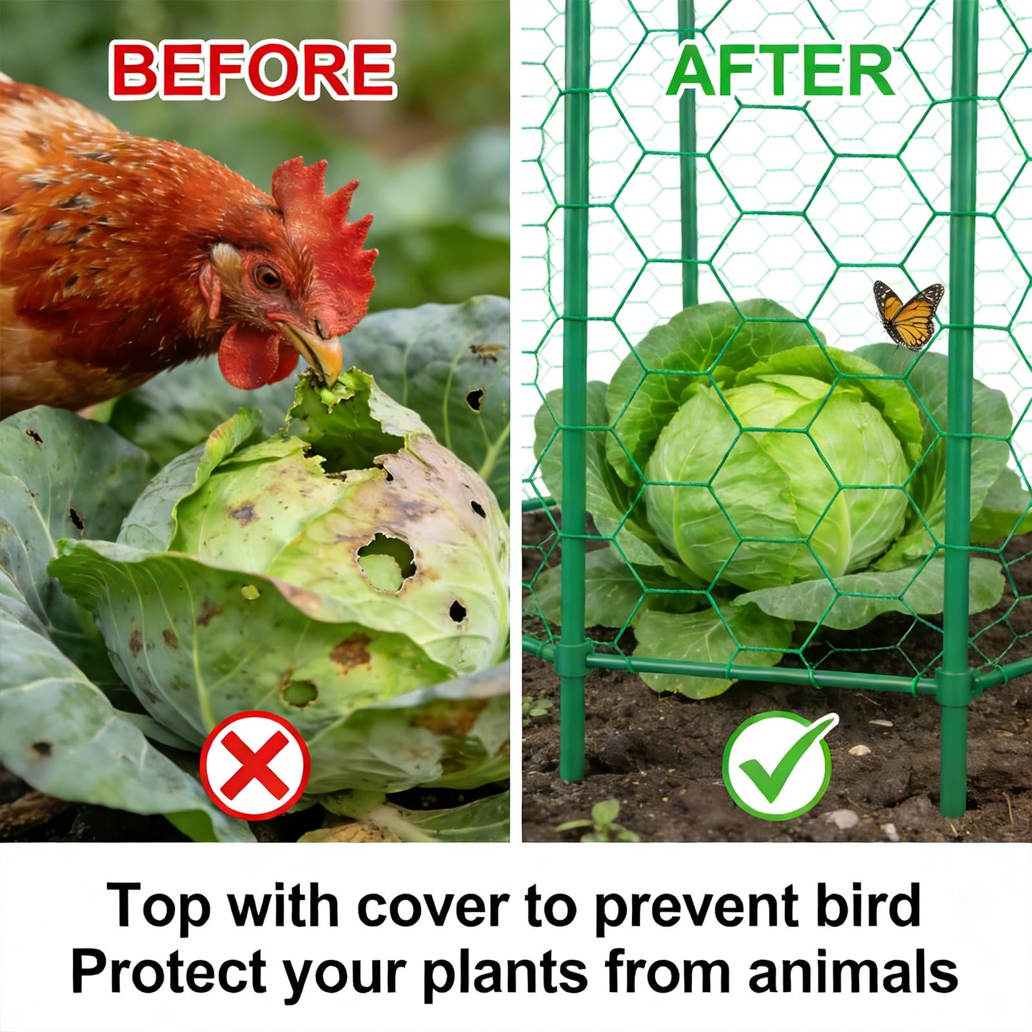 Chicken Wire Mesh,16.4 Ft x 15.4In Plant Protectors from Animals,Coated Green Chicken Wire Mesh,Stakes,Pliers,Gloves,Outdoor Anti-Rust Garden Animal Barrier Fence for Chicken Coop Barrier Rabbit Cage