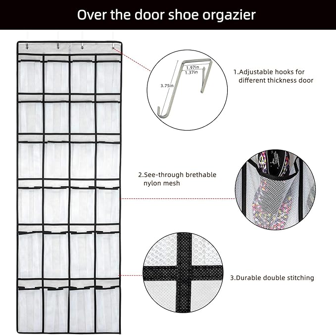 SAVERHO Over the Door Shoe Organizer, Hanging Shoe Organizer