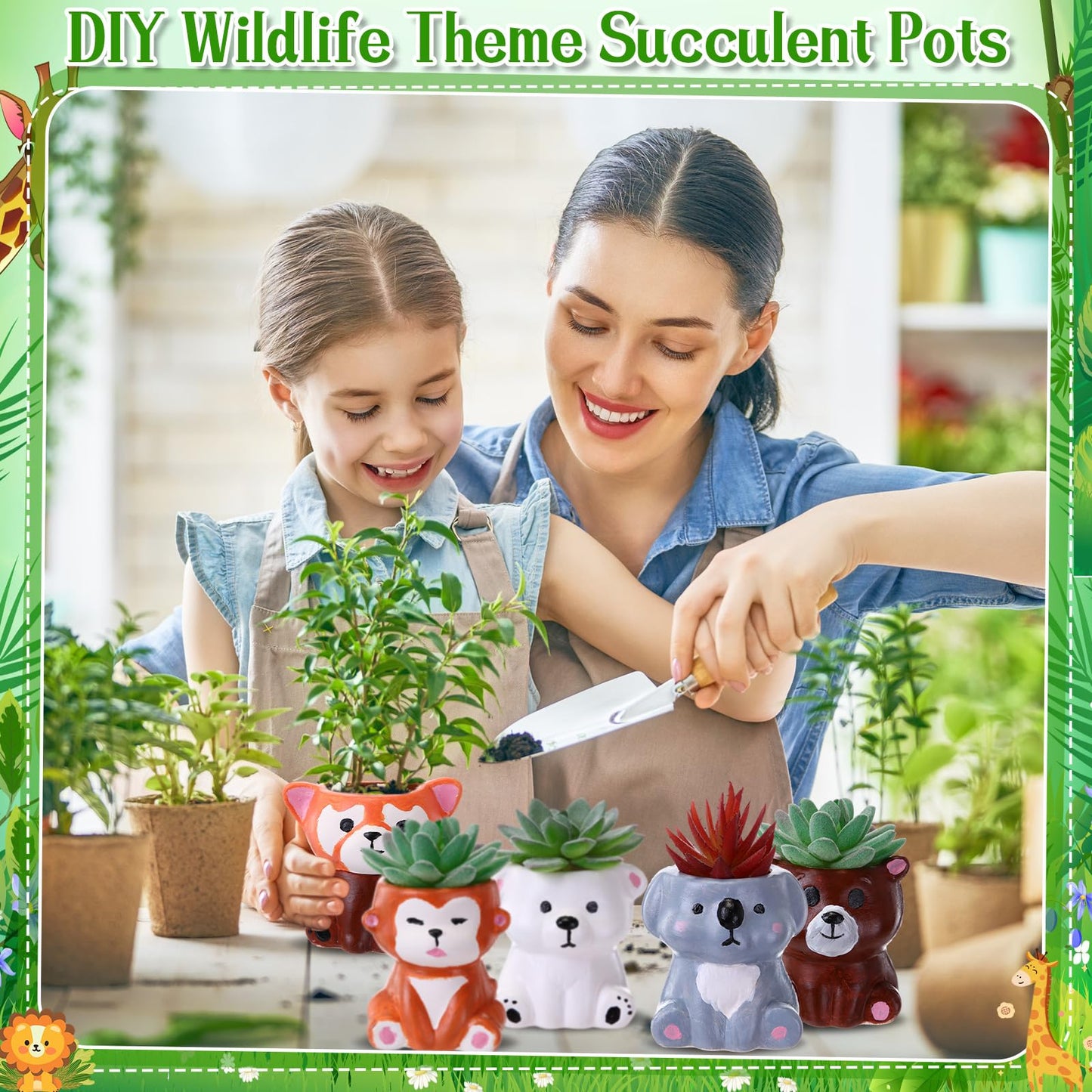Leitee 18 Pcs Paint Your Own Ceramic Pot Bulk 2.95 in Spring Succulent Pots Ready to Paint Small Pot Mini Succulent Planters Pottery Painting for Spring Easter Mother's Day Craft(Cute Animals)
