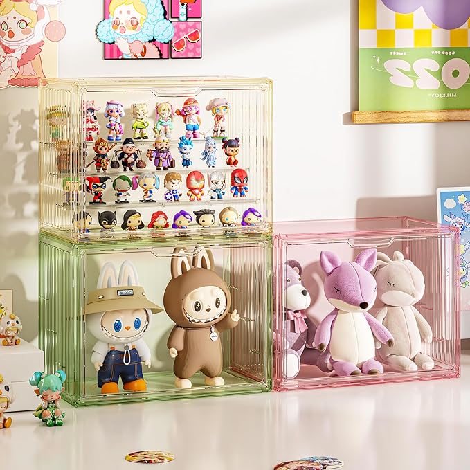 Colorful Figure Display Case for Collectibles 4 Layer Hobby Figurine Display
