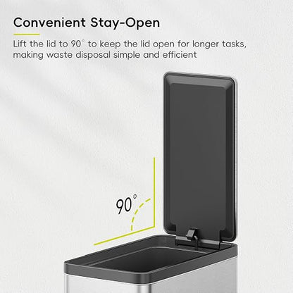 EKO 2 Pack Small Bathroom Trash Can with Lid Soft Close, Step Pedal, 6 Liter / 1.6 Gallon Stainless Steel Garbage Can with Removable Inner Bucket, Waste Basket for Bathroom, Bedroom