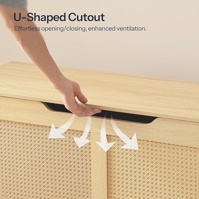 HOOBRO Storage Bench, 43.3" Toy Box, Rattan-Like Storage Chest, Sturdy Entryway