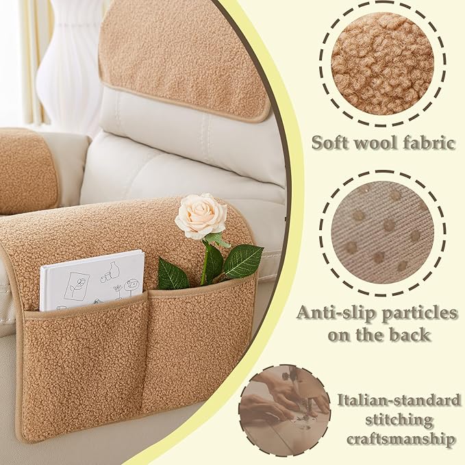 Armrest Covers - Arm Chair Covers Set of 3 Recliner Chair Covers,