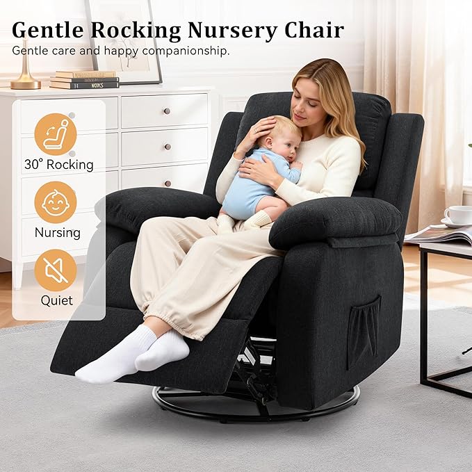 Korser Recliner Chair, 360 Swivel Rocker Chair