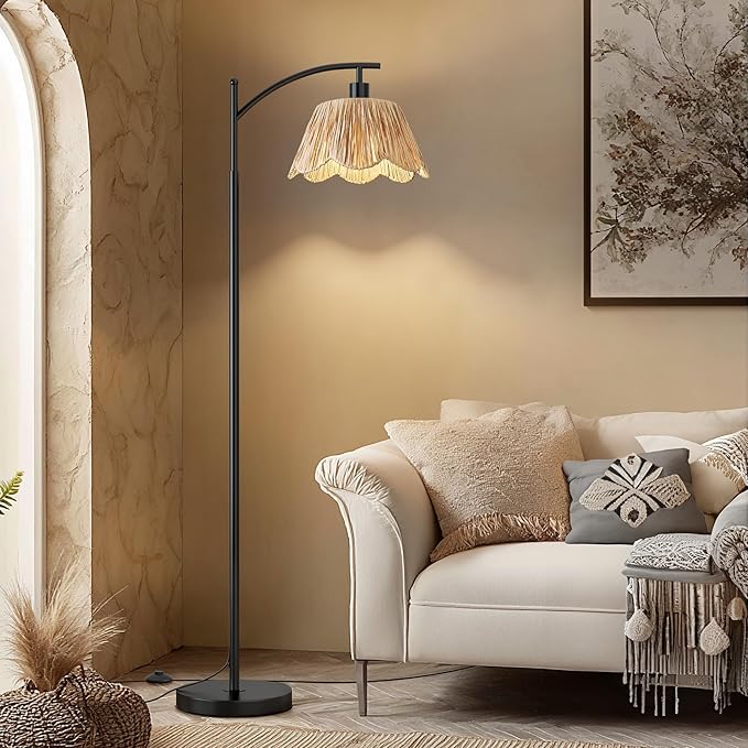 Oneach Boho Floor Lamp with 3 Color Temperatures, Farmhouse Floor Lamps