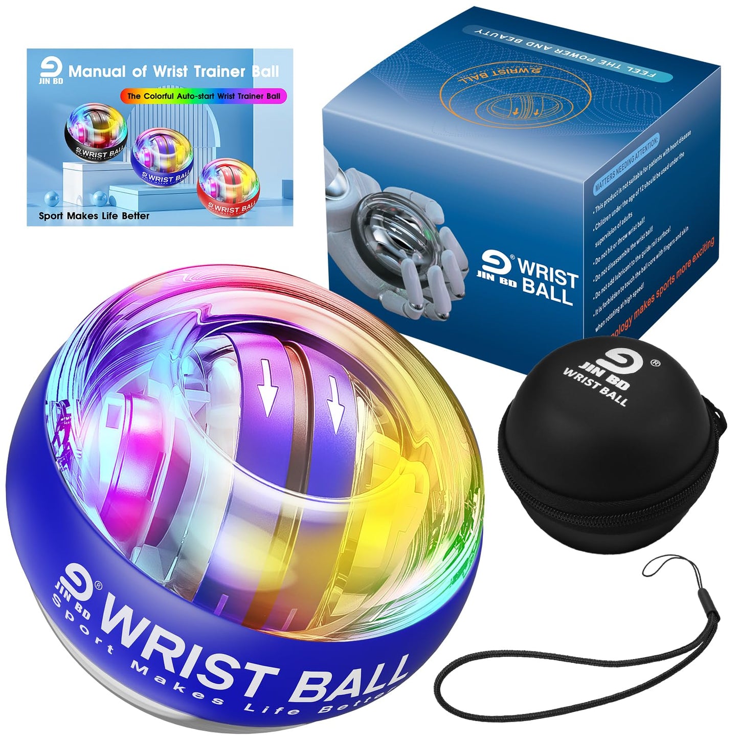 Wrist Trainer Ball Auto-Start Gyroscopic Forearm Exerciser Gyro Ball for Strengthen Arms, Fingers, Bones and Muscles