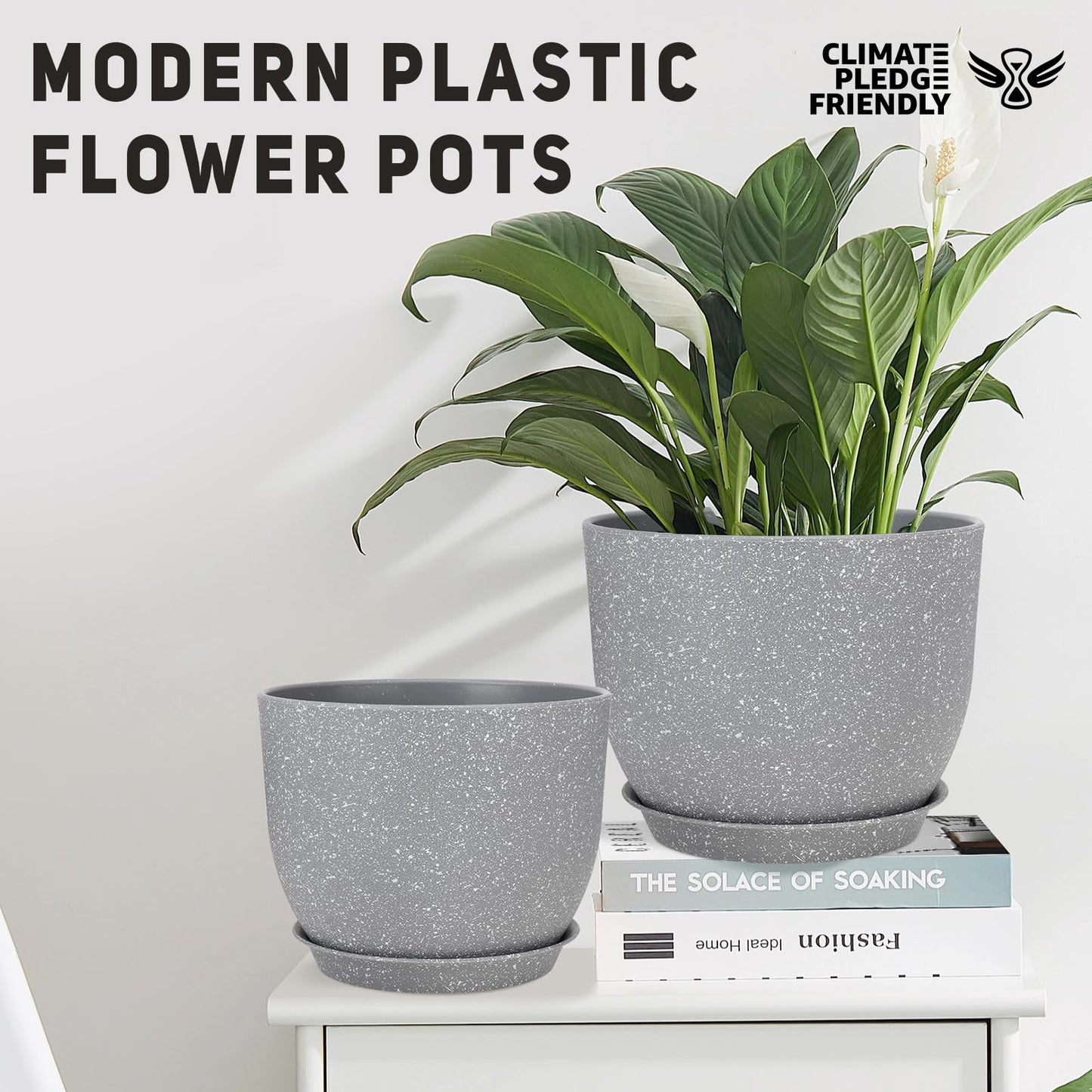 YNNICO Plant Pots 12/10/9 inch Set of 3, Flower Pots with Multi Mesh Drainage Holes, Large Planters for Indoor Outdoor Garden Plants and Flowers. (Gray)