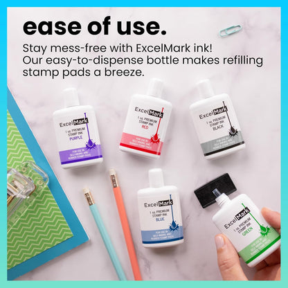 ExcelMark Premium Self-Inking Stamp Refill Ink - 1 oz. (Green)