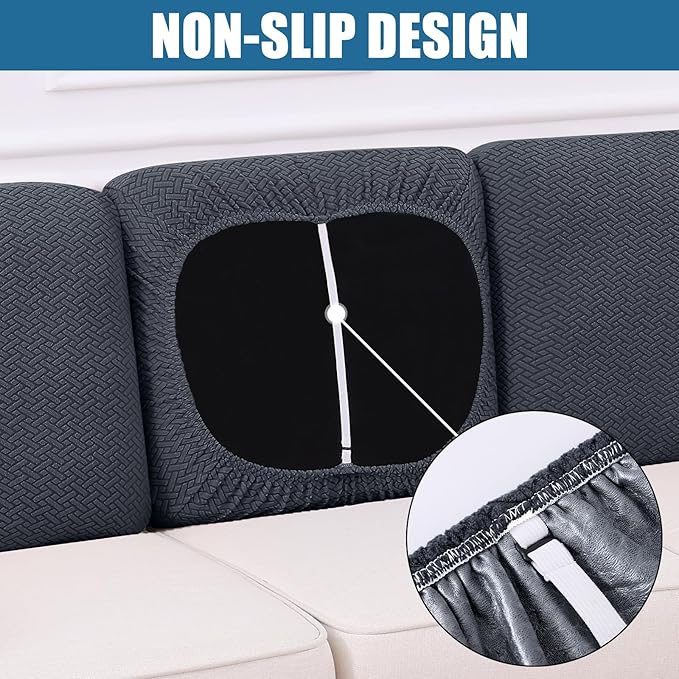 Smiry Waterproof Couch Cushion Covers, Stretch Jacquard Thick Sofa Cushion