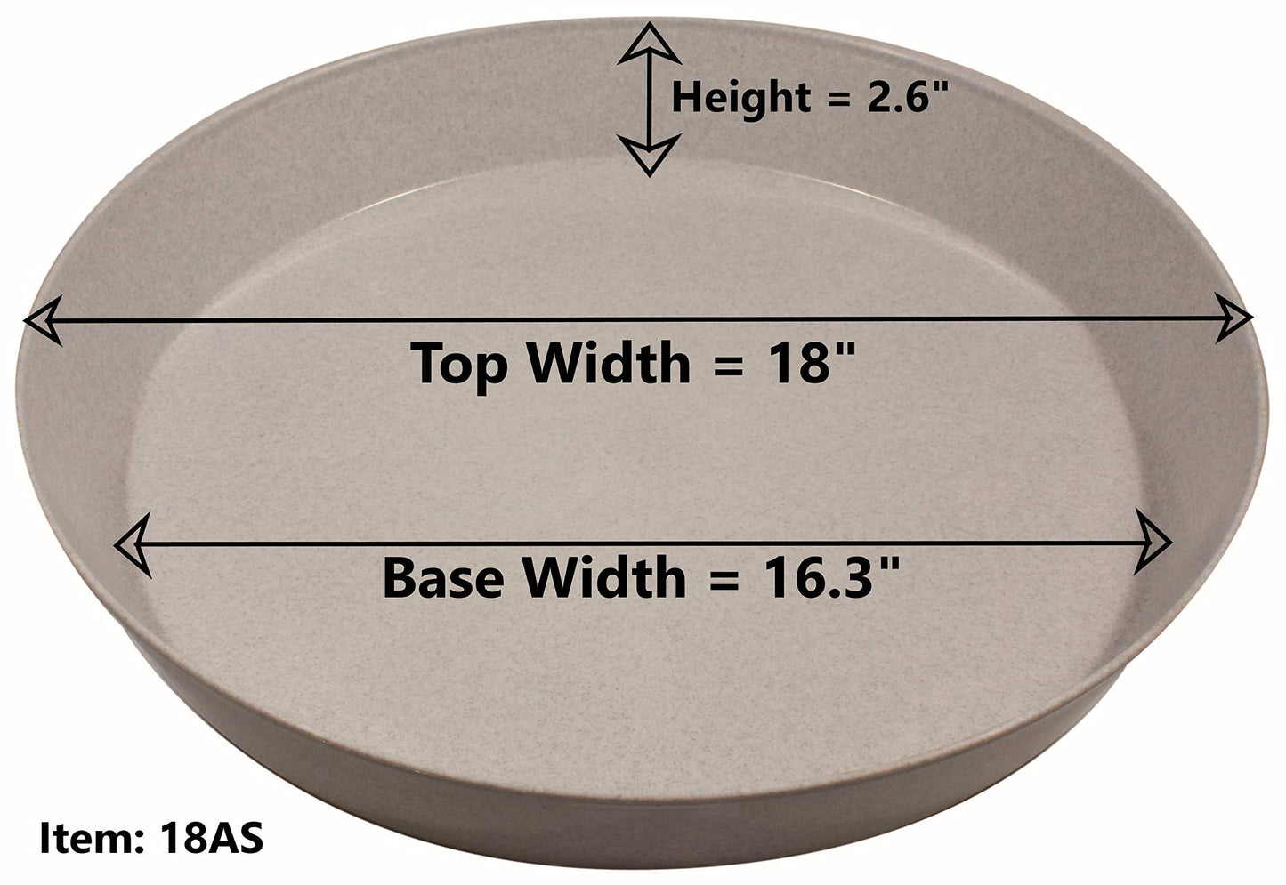 Austin Planter 18 Inch (16.3 Inch Base) Case of 2 Plant Saucer - Black Polypropylene,Heavy Duty Indoor/Outdoor Tray and Drip Pan,Collects Flower Pot Excess Water Made in USA