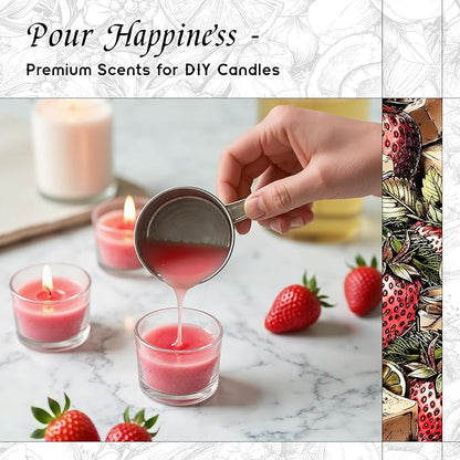 HIQILI Strawberry Fragrance Oil for Diffuser Use, Great for Candle, Soap, Body Butter Making, DIY Fruity Scent Perfume - 5.07 Fl Oz