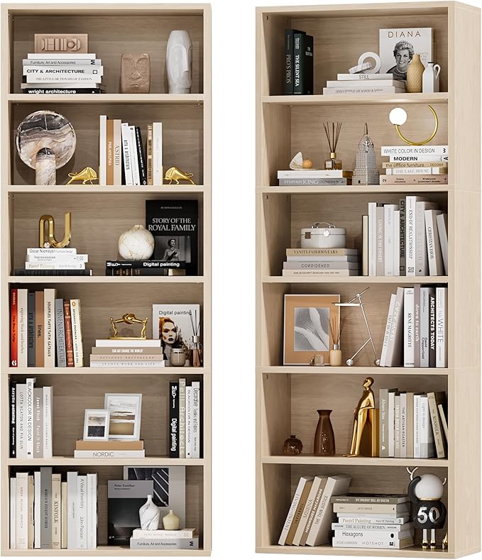 Furniwell 71" Tall Bookcase Bookshelves, 6 Tier Floor Standing Bookcases Open