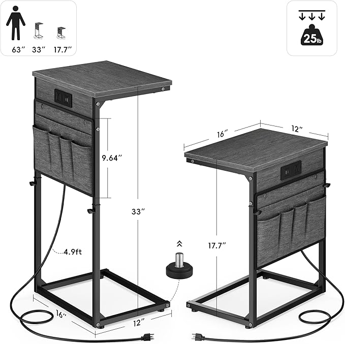 Vagusicc C-Shaped End Table