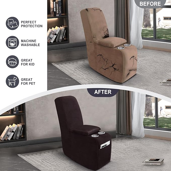 ANARACHON Leather Look Recliner Console Cover