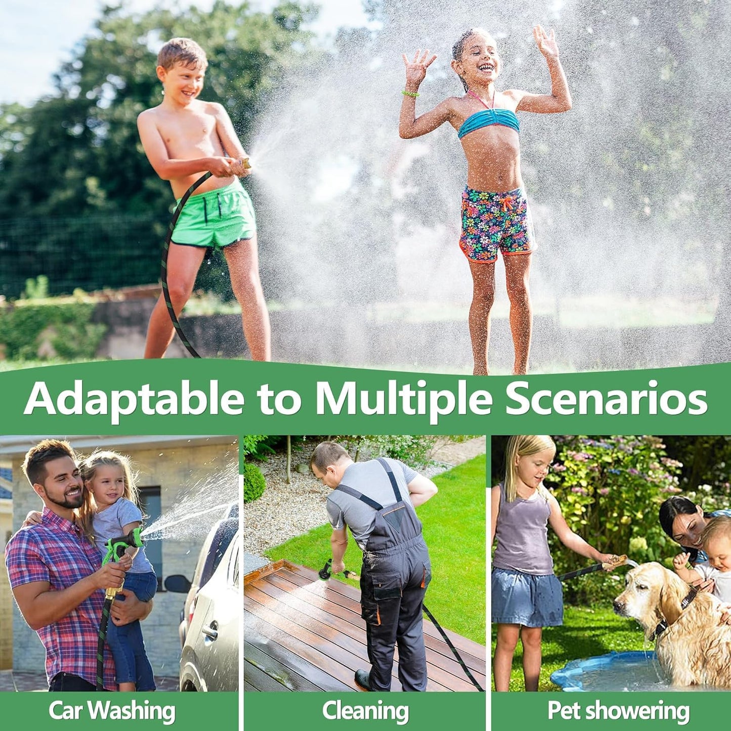 25 ft Garden Hose, Flexible Ultra Lightweight Durable Garden Hose, Kink-Free Water Hose with 10 Function Sprayer - Non-Shrinking Garden Hoses, Easy to Store,All-Weather, Car Washing Pipe Garden Hoses