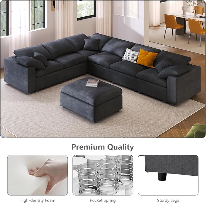 Oversized Modular Sectional Sofa Couch, Large 7 Seater Corner Sofa Modern U