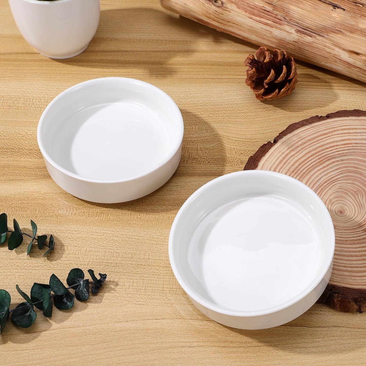 GANAZONO 2pcs Brazilian Wood Pallet Brazilian Plant Ceramic Tray Brazilian Wood Plant Saucers Ceramic Tray Holders for Indoor Plants 4in