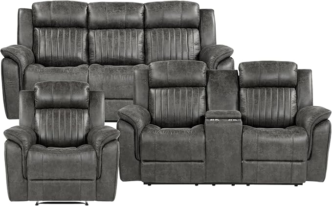 Lexicon Recliner Living Room Set, Home Theater Seating, Manual Polished