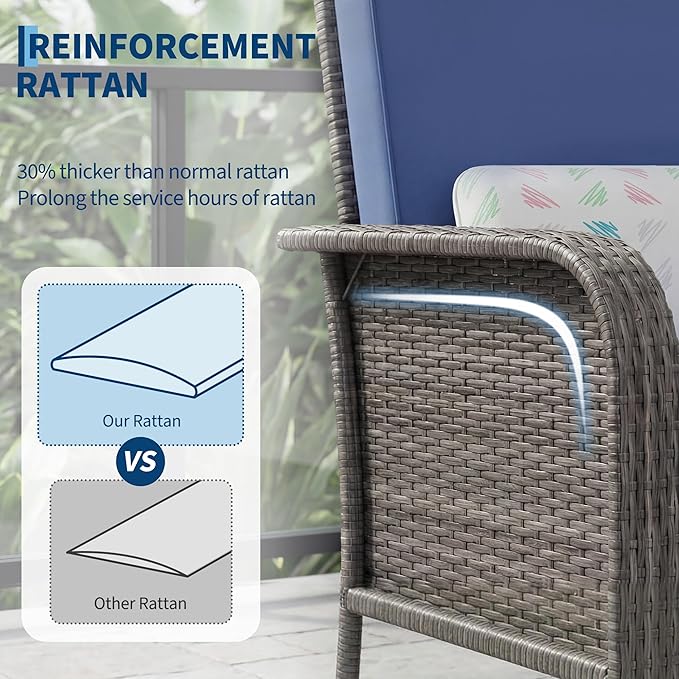 GarveeLife Set of 2 Wicker Patio Chairs, Heavy Duty,