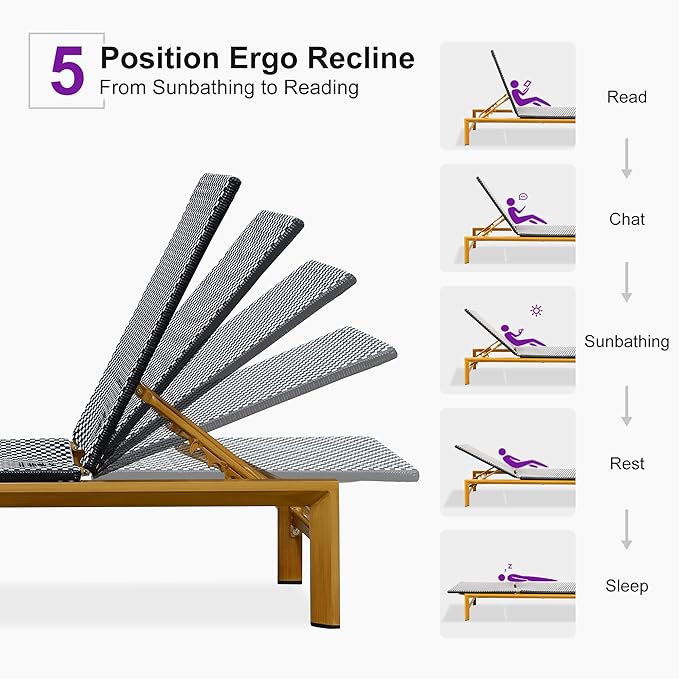 PURPLE LEAF Extra Wide Outdoor Chaise Lounge French Hand Woven Wicker Patio
