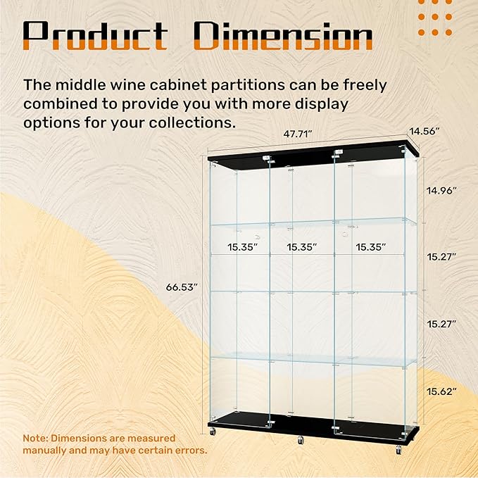 LFT HUIMEI2Y Glass Display Cabinet 12 Shelves