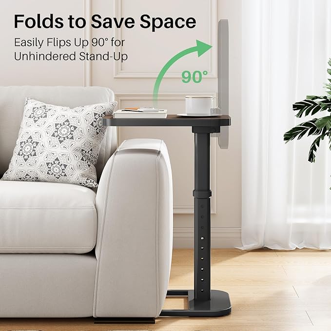 Kitstorack TV Tray Table, Adjustable Height & Rounded Metal Corners, Snack Table