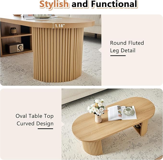 Oval Fluted Coffee Table