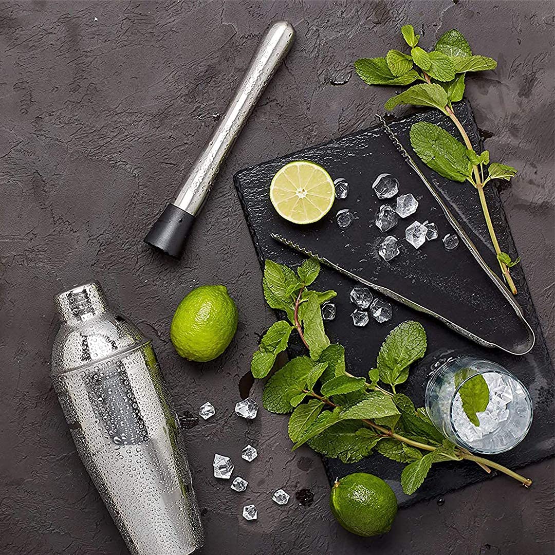 Kitchen Rest Muddler for Cocktails - 8inch Long 1pc 304 Stainless Steel Fruit Crusher - Bar Tools for Home for Making Mojito Mix and Other Fruit Drinks (8 Inch)