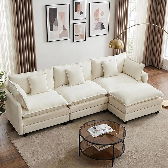 113” Modular Sectional Sofa, L Shaped Cloud Couch
