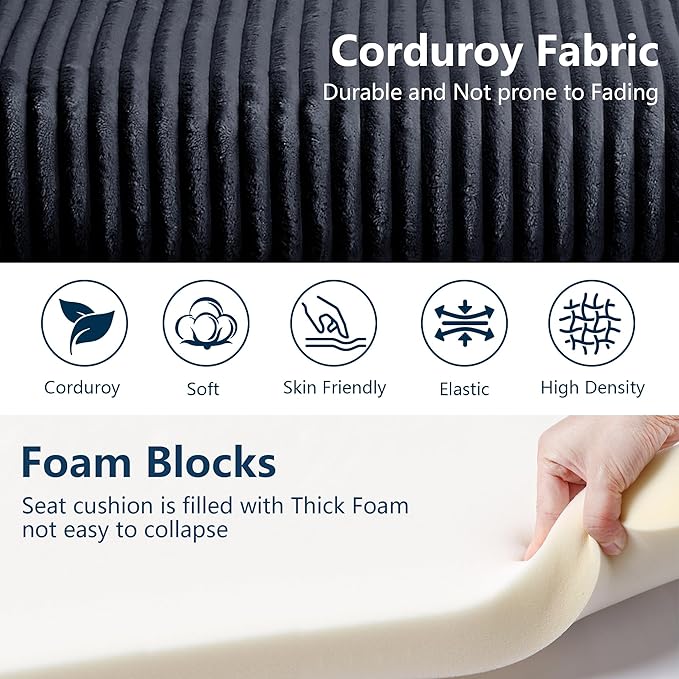 35.3" Corduroy Ottoman with Storage Oversized Ottoman