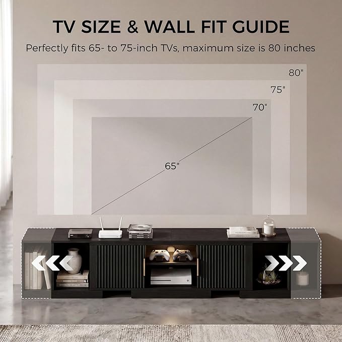 IRONCK TV Stand for 55-80 Inches TVs, Extendable Corner Entertainment Center