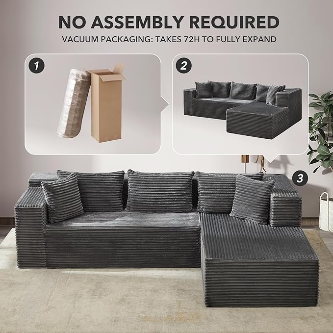 106” Modular Sectional Sofa, Cloud Sectional Couch