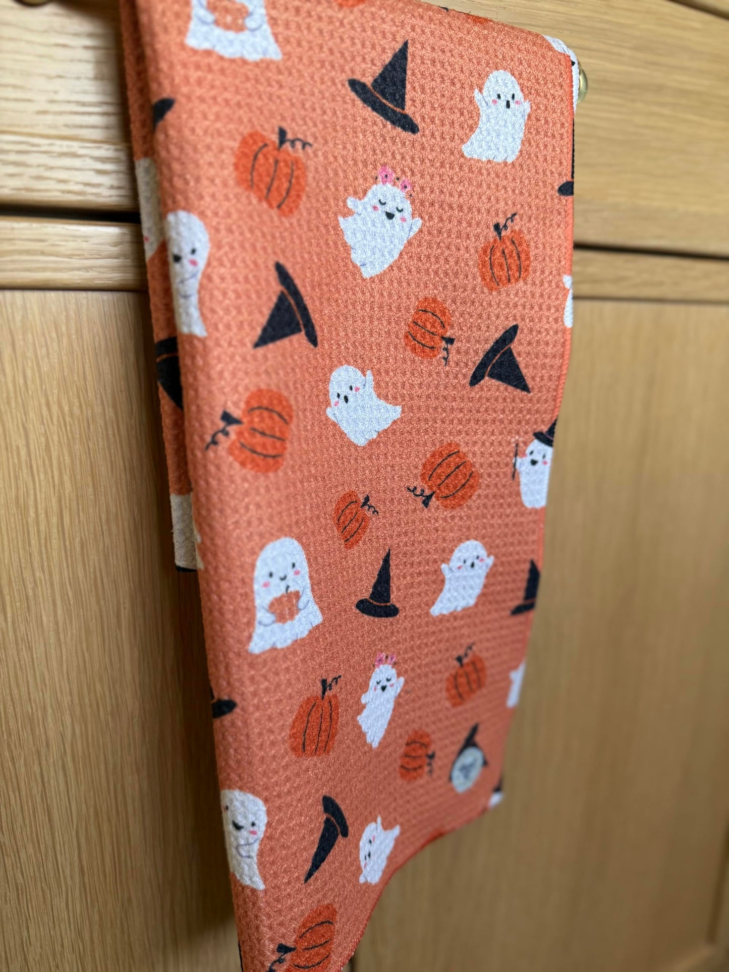 Desert Aqua 2 Pack || Double Sided|| Not Your Ordinary Kitchen Towels || Dish Towels || Quick Dry || Waffle Weave Microfiber || Designer Prints || Highly Absorbent || Hanging Hook (Halloween Boo)