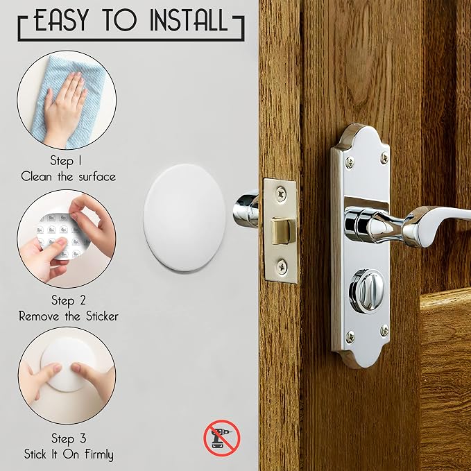 Door Stoppers - Large 3.15" (8 Pack) - Door Stoppers for Wall with Strong Back Adhesive - Quiet and Shock Absorbent Silicone Wall Protectors from Door Knobs - Protects Every Surface - White