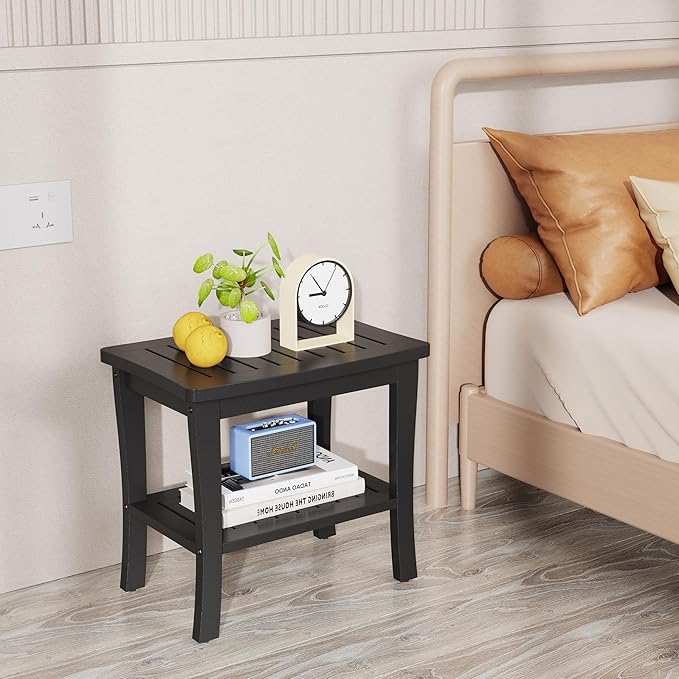 Bamboo Black Shower Bench Stool Shower Chair Seat Adult Women Her Sister Aunt