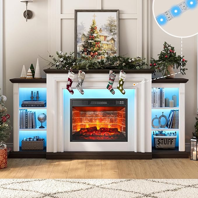 72" LED Lights Electric Fireplace
