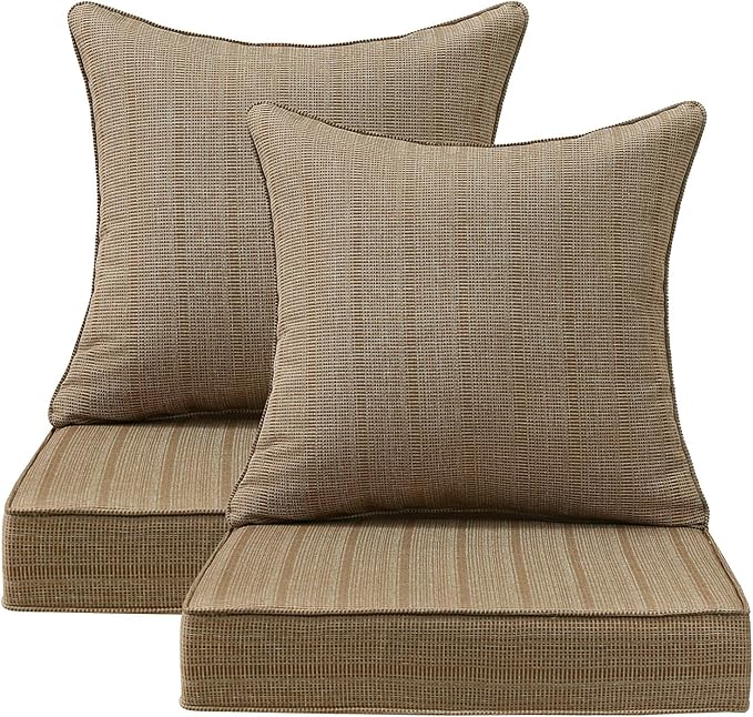 Outdoor Deep Seat & Back Cushion Set, 24 x 24 Inch Water Repellent and Fade
