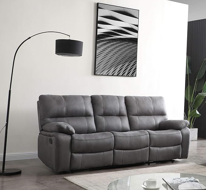 Betsy Furniture Microfiber Reclining Sofa Couch Set Living Room Set 8007