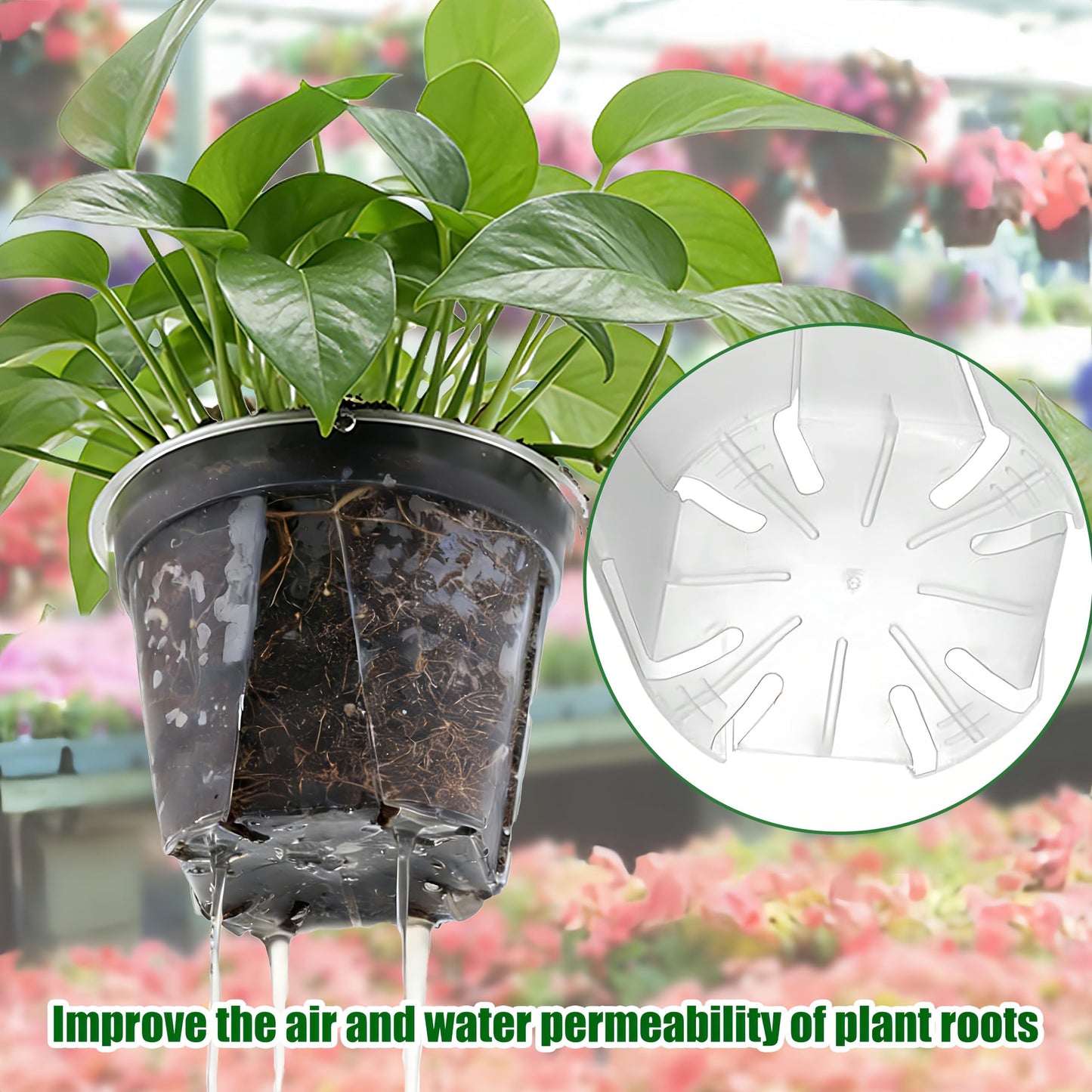 onaner 4/5/6/7 Inch Plastic Plant Pots for Plants with Drainage Holes,8 Pack Nursery Pots and Transplanting Tool Set Including Loosening Fork,Transplanting Trowel,Dibber for Indoor Outdoor Gardening