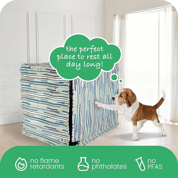 Molly Mutt I Don't Like Mondays Dog Crate Cover, 100% Cotton Canvas Cover with 2 Roll-Up Panels, Ideal for Dog or Cat Crate, Durable, Washable, and Free of Harmful Chemicals, 42" x 28" x 31"