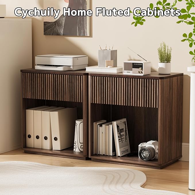 Modern Fluted Nightstand Set of 2