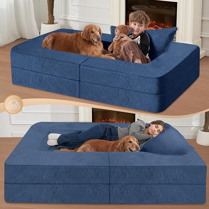Futon Sofa Bed with Pillow, 3-in-1 Sleeper Sofa Bed with Removable Cover